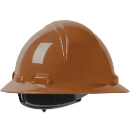 Full Brim Hard Hat with HDPE Shell, 4-Point Textile Suspension and Wheel Ratchet Adjustment, Brown, OS 280-HP641R-12