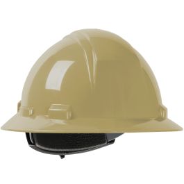Full Brim Hard Hat with HDPE Shell, 4-Point Textile Suspension and Wheel Ratchet Adjustment, Gold, OS 280-HP641R-13