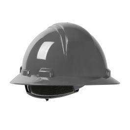 Full Brim Hard Hat with HDPE Shell, 4-Point Textile Suspension and Wheel Ratchet Adjustment, Dark Gray, OS 280-HP641R-14