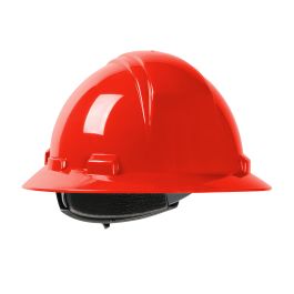 Full Brim Hard Hat with HDPE Shell, 4-Point Textile Suspension and Wheel Ratchet Adjustment, Red, OS 280-HP641R-15