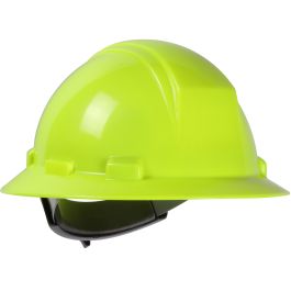 Full Brim Hard Hat with HDPE Shell, 4-Point Textile Suspension and Wheel Ratchet Adjustment, Hi-Vis Yellow, OS 280-HP641R-44