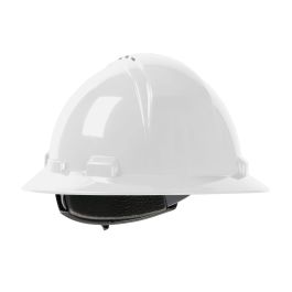 Vented, Full Brim Hard Hat with HDPE Shell, 4-Point Textile Suspension and Wheel Ratchet Adjustment, White, OS 280-HP641RV-01