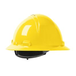 Vented, Full Brim Hard Hat with HDPE Shell, 4-Point Textile Suspension and Wheel Ratchet Adjustment, Yellow, OS 280-HP641RV-02