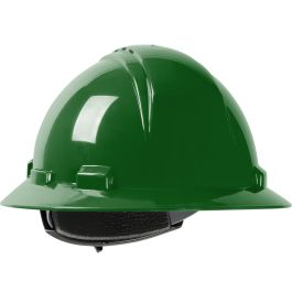 Vented, Full Brim Hard Hat with HDPE Shell, 4-Point Textile Suspension and Wheel Ratchet Adjustment, Green, OS 280-HP641RV-04