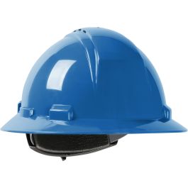 Vented, Full Brim Hard Hat with HDPE Shell, 4-Point Textile Suspension and Wheel Ratchet Adjustment, Sky Blue, OS 280-HP641RV-07