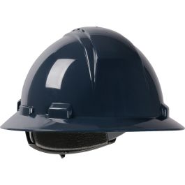 Vented, Full Brim Hard Hat with HDPE Shell, 4-Point Textile Suspension and Wheel Ratchet Adjustment, Navy, OS 280-HP641RV-08