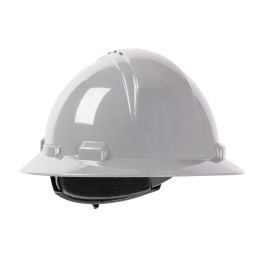 Vented, Full Brim Hard Hat with HDPE Shell, 4-Point Textile Suspension and Wheel Ratchet Adjustment, Gray, OS 280-HP641RV-09