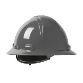 Vented, Full Brim Hard Hat with HDPE Shell, 4-Point Textile Suspension and Wheel Ratchet Adjustment, Dark Gray, OS 280-HP641RV-14