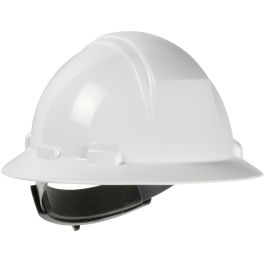 Type II Full Brim Hard Hat with HDPE Shell, 4-Point Textile Suspension and Wheel Ratchet Adjustment, White, OS 280-HP642R-01