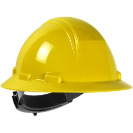 Type II Full Brim Hard Hat with HDPE Shell, 4-Point Textile Suspension and Wheel Ratchet Adjustment, Yellow, OS 280-HP642R-02