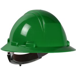 Type II Full Brim Hard Hat with HDPE Shell, 4-Point Textile Suspension and Wheel Ratchet Adjustment, Dark Green, OS 280-HP642R-04