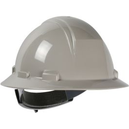 Type II Full Brim Hard Hat with HDPE Shell, 4-Point Textile Suspension and Wheel Ratchet Adjustment, Gray, OS 280-HP642R-09