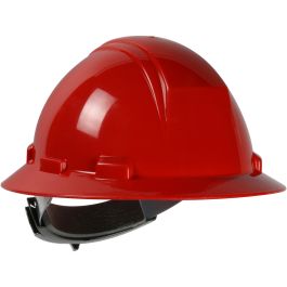 Type II Full Brim Hard Hat with HDPE Shell, 4-Point Textile Suspension and Wheel Ratchet Adjustment, Red, OS 280-HP642R-15