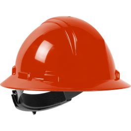 Type II Full Brim Hard Hat with HDPE Shell, 4-Point Textile Suspension and Wheel Ratchet Adjustment, Hi-Vis Orange, OS 280-HP642R-31