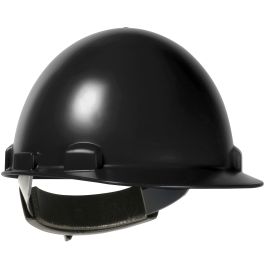 Cap Style Smooth Dome Hard Hat with ABS/Polycarbonate Shell, 4-Point Textile Suspension and Wheel-Ratchet Adjustment, Black, OS 280-HP841R-11
