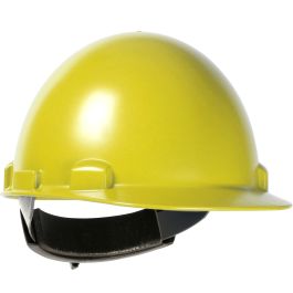Cap Style Smooth Dome Hard Hat with ABS/Polycarbonate Shell, 4-Point Textile Suspension and Swing Wheel-Ratchet Adjustment, Yellow, OS 280-HP841SR-02
