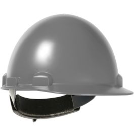 Cap Style Smooth Dome Hard Hat with ABS/Polycarbonate Shell, 4-Point Textile Suspension and Swing Wheel-Ratchet Adjustment, Gray, OS 280-HP841SR-09