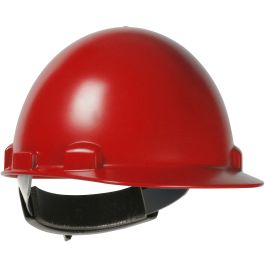 Cap Style Smooth Dome Hard Hat with ABS/Polycarbonate Shell, 4-Point Textile Suspension and Swing Wheel-Ratchet Adjustment, Red, OS 280-HP841SR-15