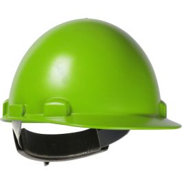 Cap Style Smooth Dome Hard Hat with ABS/Polycarbonate Shell, 4-Point Textile Suspension and Swing Wheel-Ratchet Adjustment, Lime, OS 280-HP841SR-45