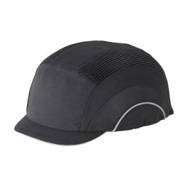 Baseball Style Bump Cap with HDPE Protective Liner and Adjustable Back - Micro Brim, Black, OS 282-ABM130-11
