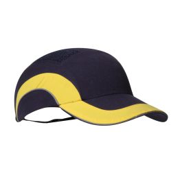 Baseball Style Bump Cap with HDPE Protective Liner and Adjustable Back, Yellow, OS 282-ABR170-52