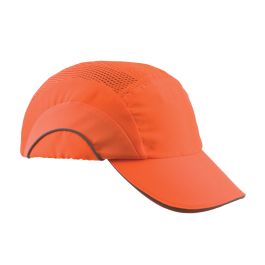 Hi-Vis Baseball Style Bump Cap with HDPE Protective Liner and Adjustable Back, Hi-Vis Orange, OS 282-ABR170-OR