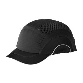 Baseball Style Bump Cap with HDPE Protective Liner and Adjustable Back - Short Brim, Black, OS 282-ABS150-11