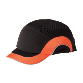 Baseball Style Bump Cap with HDPE Protective Liner and Adjustable Back - Short Brim, Hi-Vis Orange, OS 282-ABS150-18