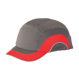 Baseball Style Bump Cap with HDPE Protective Liner and Adjustable Back - Short Brim, Red, OS 282-ABS150-62