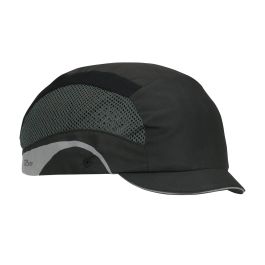 Lightweight Baseball Style Bump Cap with HDPE Protective Liner and Adjustable Back - Micro Brim, Black, OS 282-AEM130-11