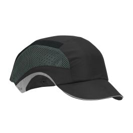 Lightweight Baseball Style Bump Cap with HDPE Protective Liner and Adjustable Back - Short Brim, Black, OS 282-AES150-11