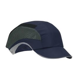 Lightweight Baseball Style Bump Cap with HDPE Protective Liner and Adjustable Back - Short Brim, Navy, OS 282-AES150-21
