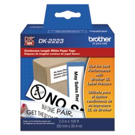 Continuous Paper Label Tape, 2" x 100 ft, Black/White