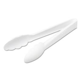 Tongs, Plastic, 9", White, 4/Pack