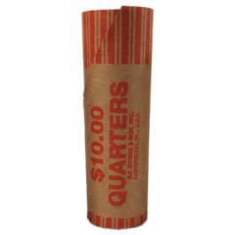 Preformed Tubular Coin Wrappers, Quarters, $10, 1,000 Wrappers/Box