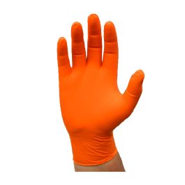 Disposable Nitrile Glove, Powder Free with Textured Grip - 7 mil, Orange, 2XL