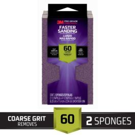 3M™ Pro Grade Precision™ Dust Channeling Block Sanding Sponge 80 grit Medium, 2501PGP80M-CH2, 4.5 in x 2.5 in x 1 in, 6-2pks/cs