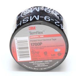 3M™ Temflex™ Mining-Grade Vinyl Electrical Tape 1700P, 1-1/2 in x 44 ft, Printed, Black, 1 roll/carton, 90 rolls/Case