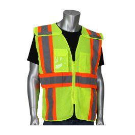ANSI Type R Class 2 Expandable Two-Tone Mesh Breakaway Vest, Hi-Vis Yellow, 2XL-5XL 302-0590LY-2X/5X