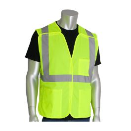 ANSI Type R Class 2 Three Pocket Solid Breakaway Vest, Hi-Vis Yellow, 5XL 302-5PVLY-5X