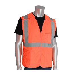 ANSI Type R Class 2 Three Pocket Solid Breakaway Vest, Hi-Vis Orange, 4XL 302-5PVOR-4X