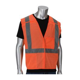 ANSI Type R Class 2 Dual Sized Value Mesh Breakaway Vest, Hi-Vis Orange, 2XL-3XL 302-V205OR-2X/3X