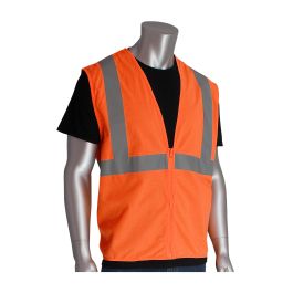 ANSI Type R Class 2 Value Zipper Solid Vest, Hi-Vis Orange, 3XL 302-WCENGZOR-3X
