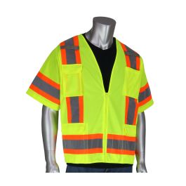 ANSI Type R Class 3 Two-Tone Surveyor Eleven Pocket Vest, Hi-Vis Yellow, 2XL 303-0500-LY/2X