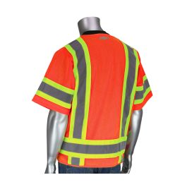 ANSI Type R Class 3 Two-Tone Surveyor Eleven Pocket Vest, Hi-Vis Orange, S 303-0500-OR/S
