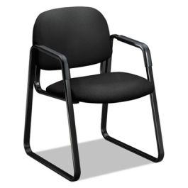 Solutions Seating 4000 Series Sled Base Guest Chair, Fabric Upholstery, 23.5" x 26" x 33", Black Seat/Back, Black Base