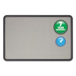 Contour Fabric Bulletin Board, 36" x 24", Gray Surface, Black Plastic Frame