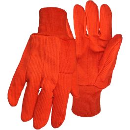 Hi-Vis Polyester/Cotton Corded Double Palm Glove with Nap-In Finish - Knit Wrist, Hi-Vis Orange, L 30PCF