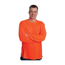 Non-ANSI Long Sleeve T-Shirt, Hi-Vis Orange, 2XL 310-1100-OR/2X