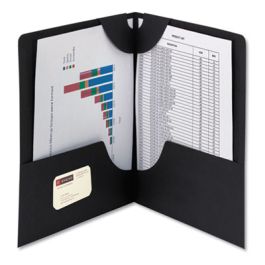 Lockit Two-Pocket Folder, Textured Paper, 100-Sheet Capacity, 11 x 8.5, Black, 25/Box